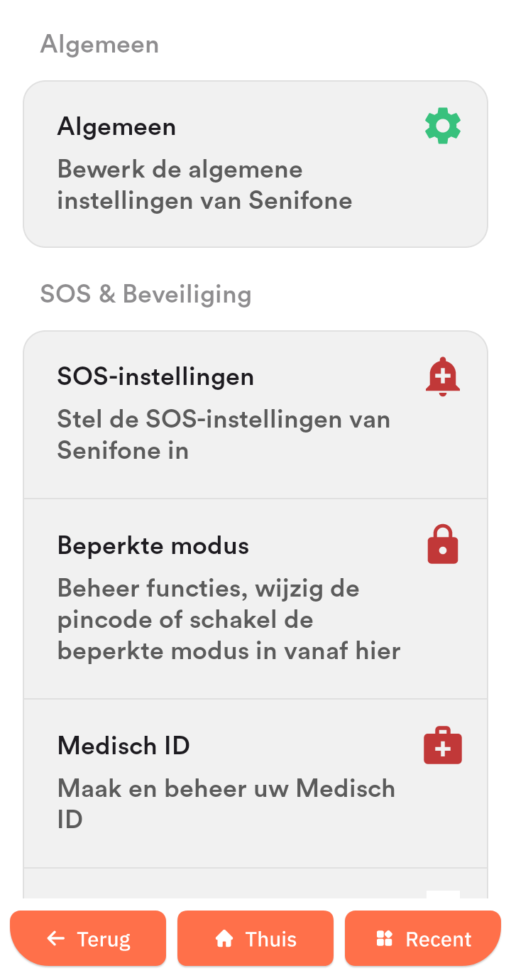 Settings overview