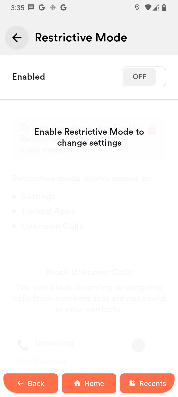 Restrictive mode3