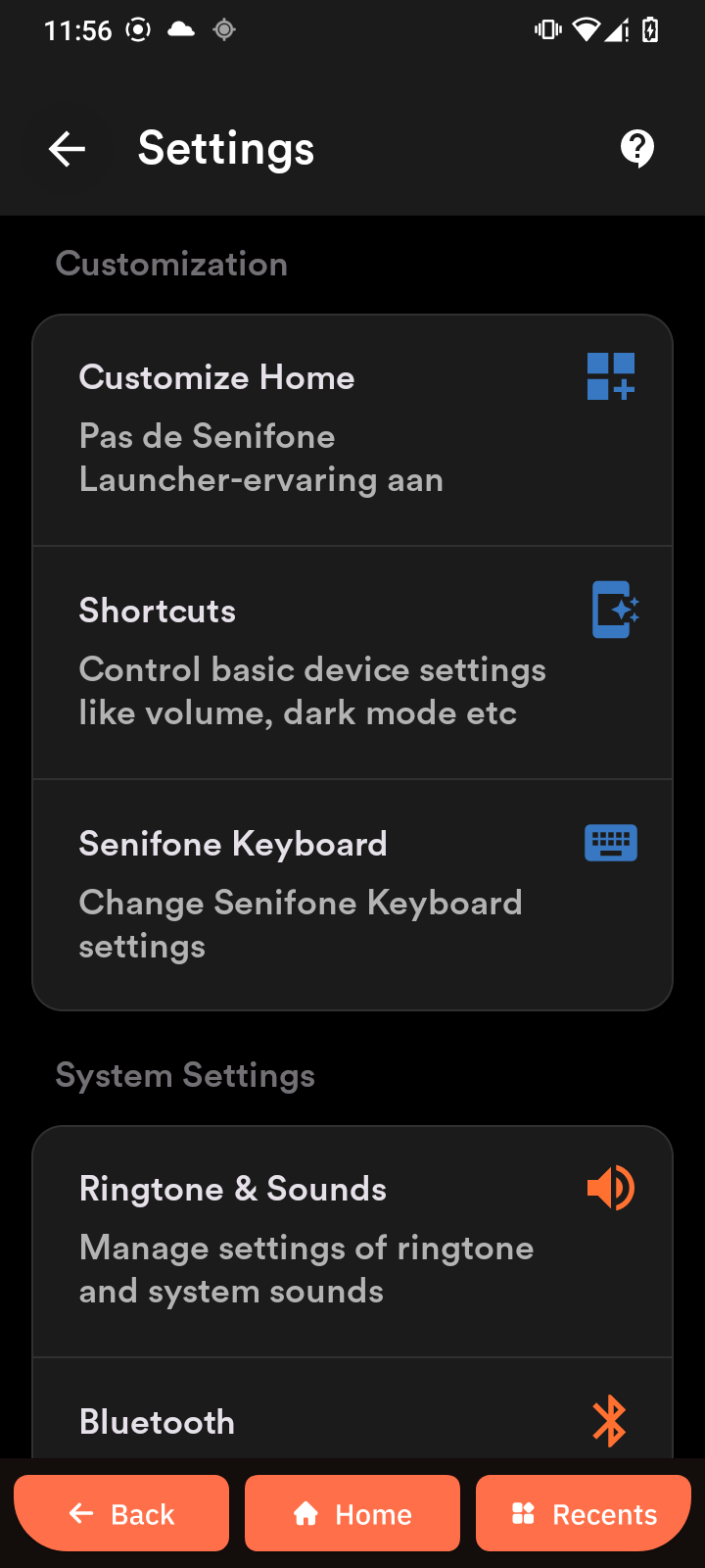 Customization options