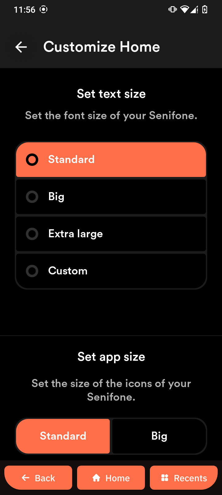 Text size