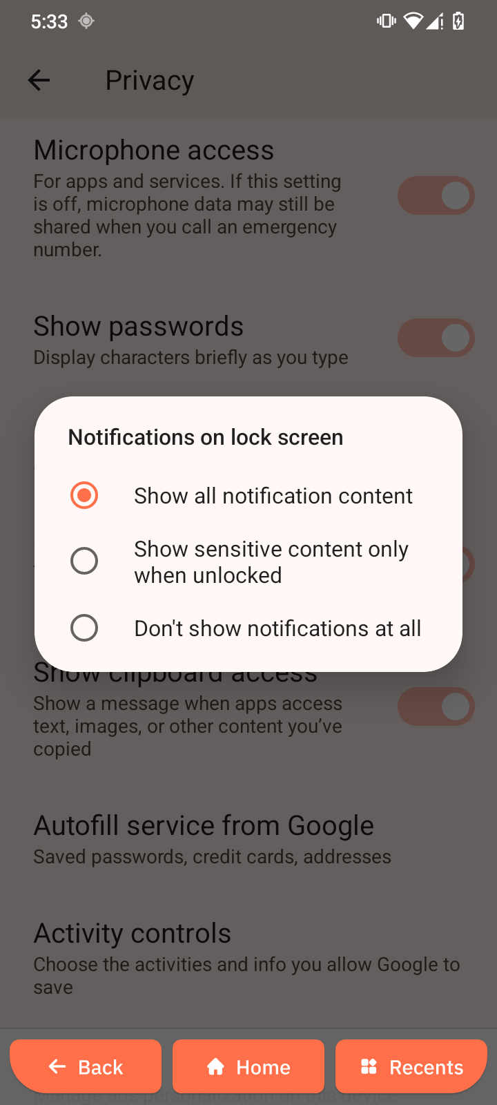 Notifications on lock screen