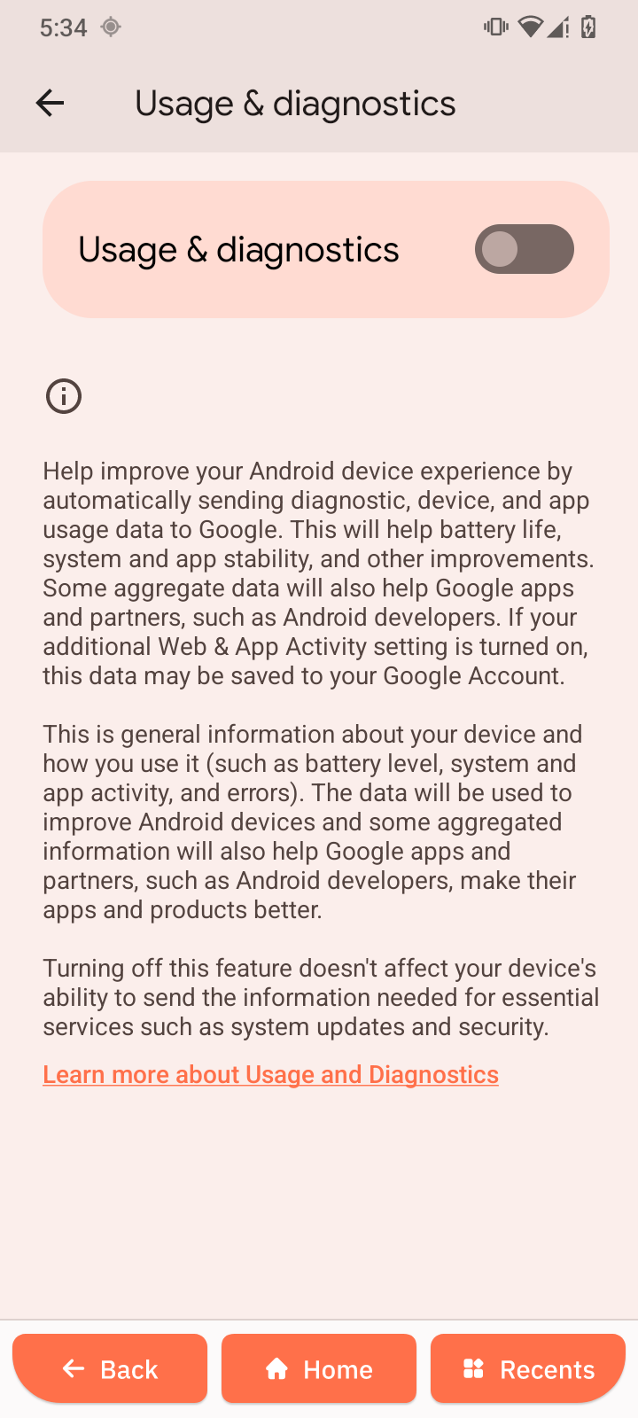Usage &amp; diagnostics