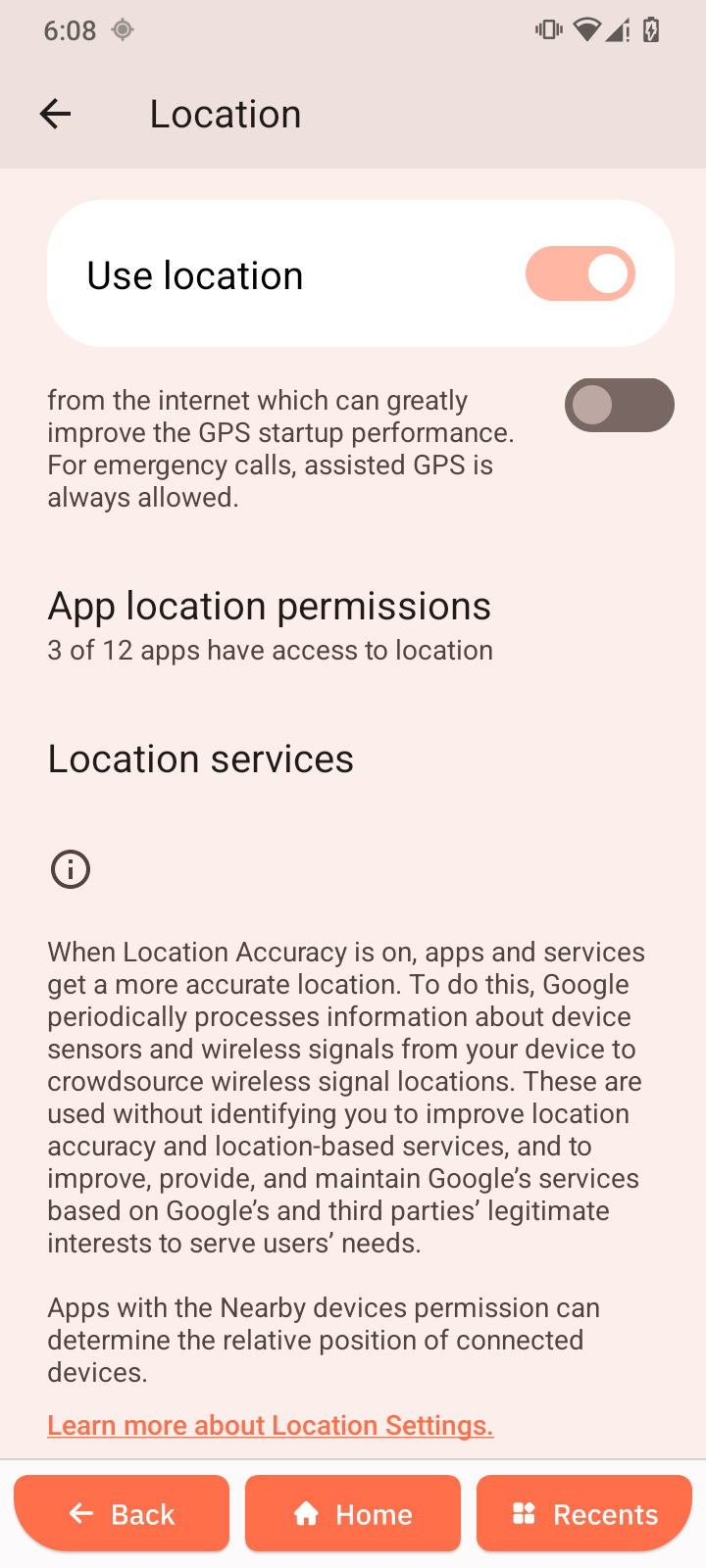 Location app permissions