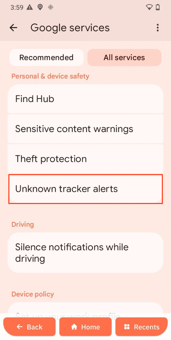 Unknown tracker alerts