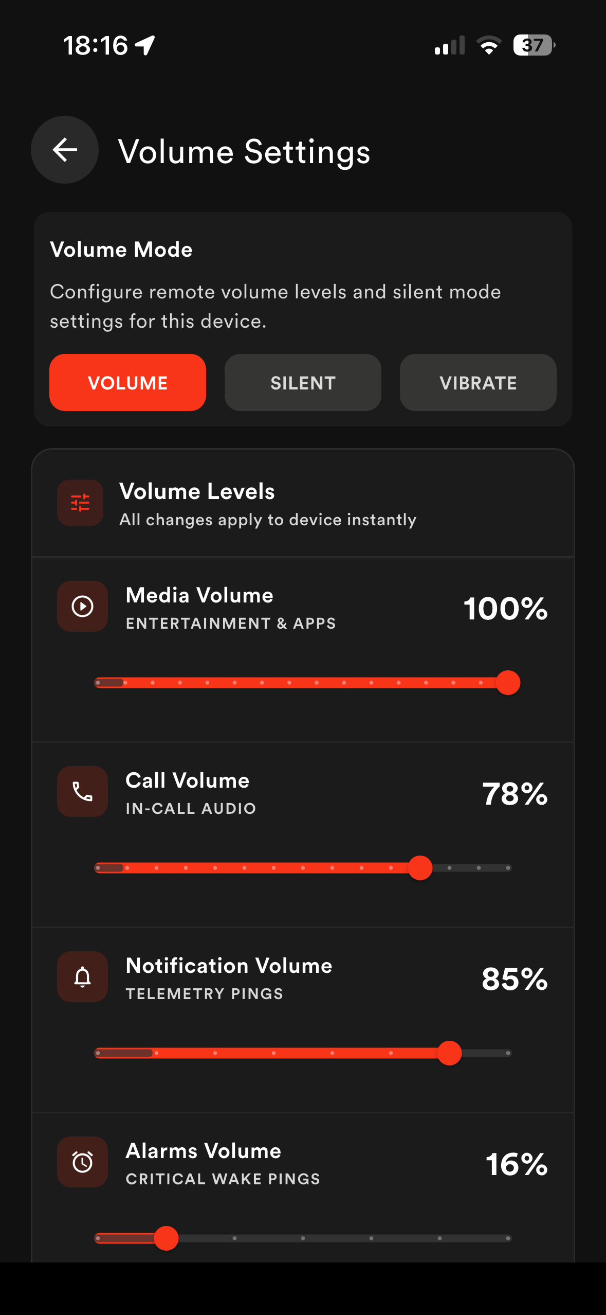 Volume settings2