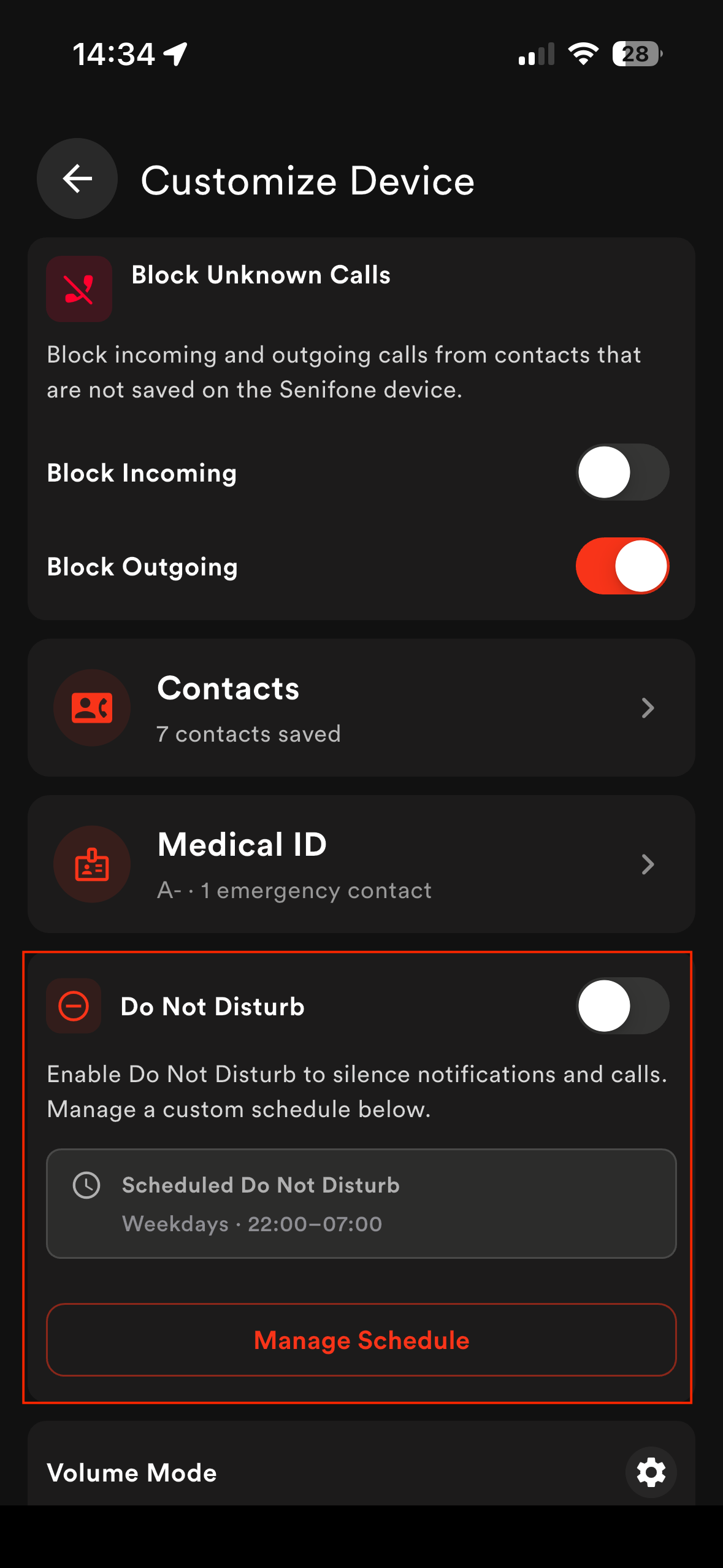 Do Not Disturb schedule