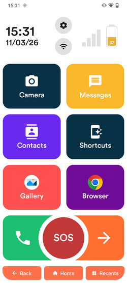 Senifone S1 home screen