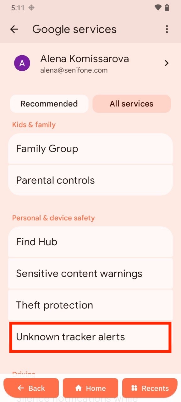 Unknown tracker alerts