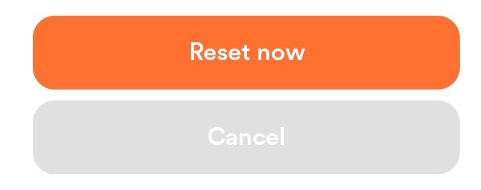 Reset confirmation screen
