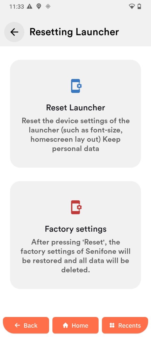 Reset type selection