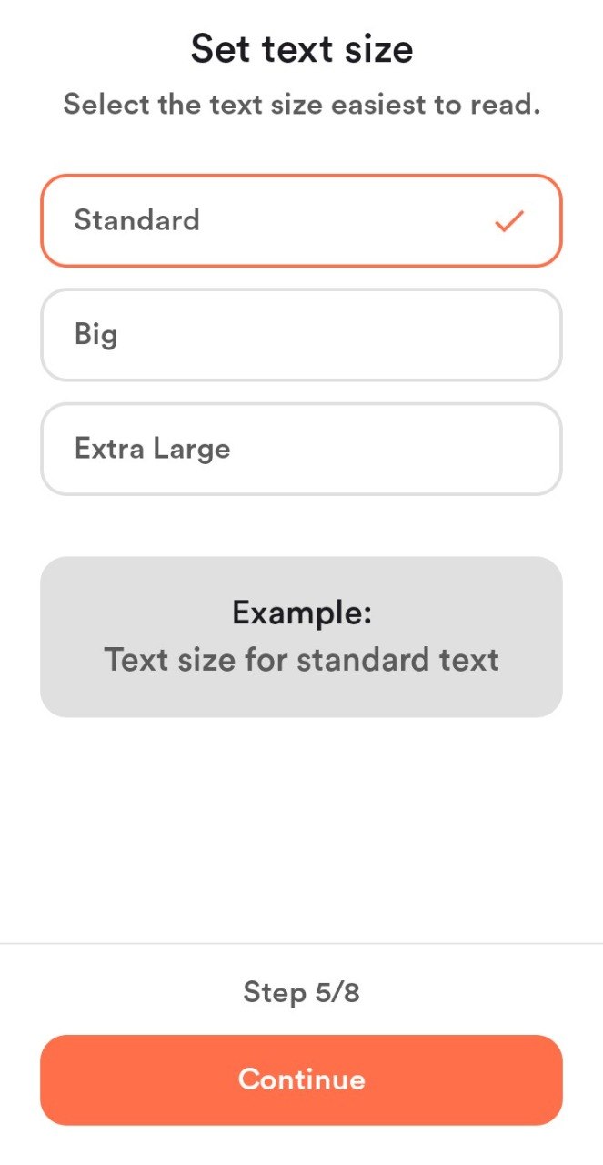 Text size selection