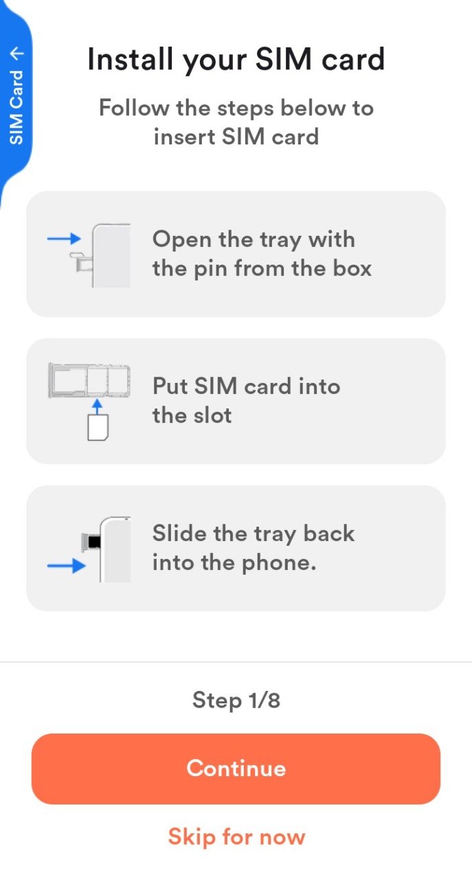 Install SIM card