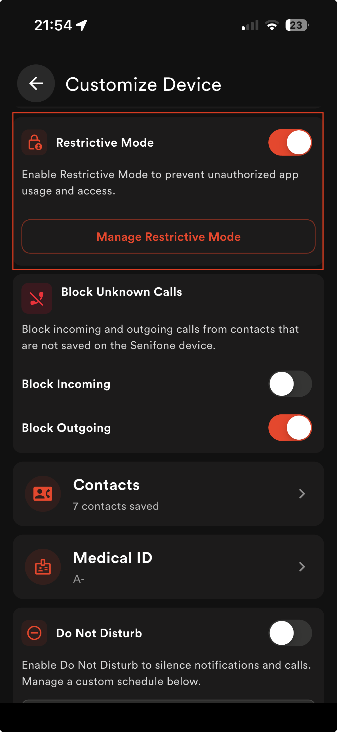 Restrictive mode2