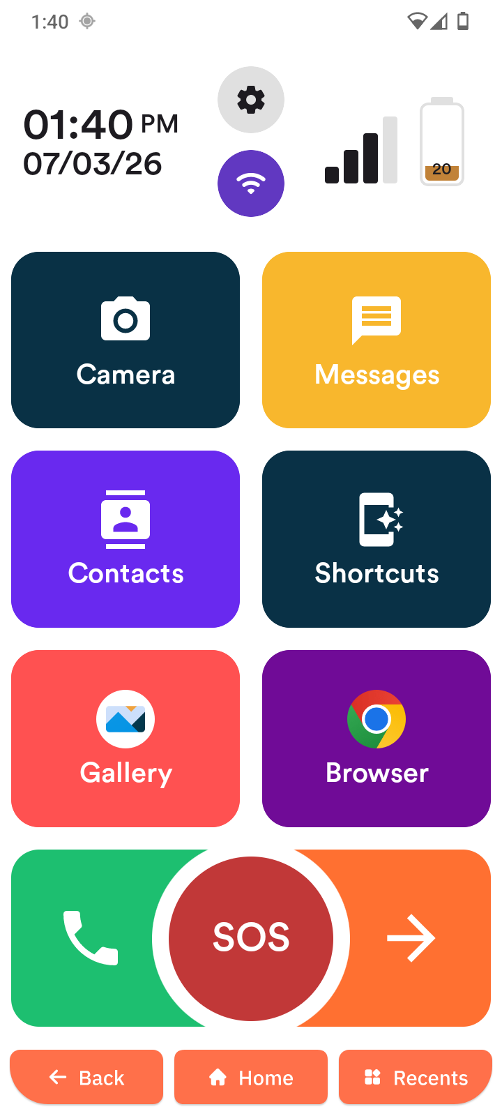 Senifone S1 home screen