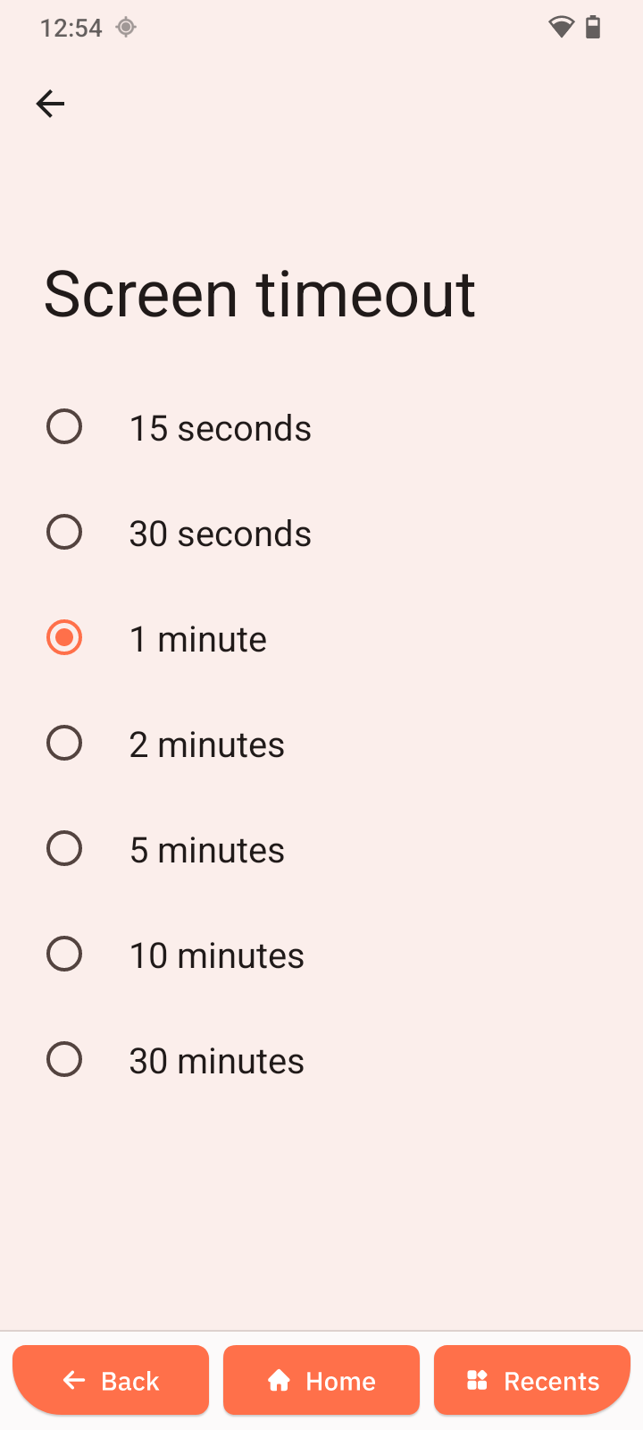 Screen timeout