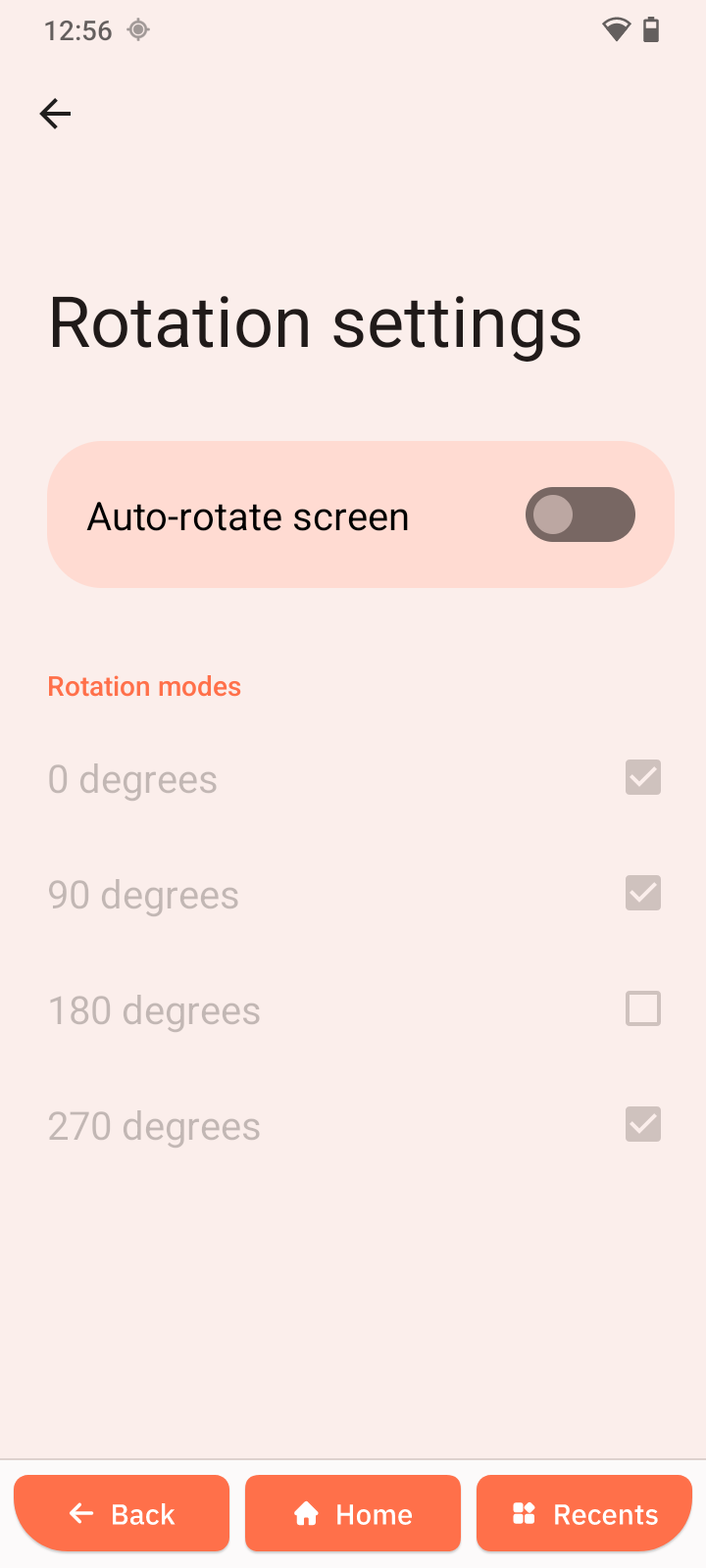 Rotation settings