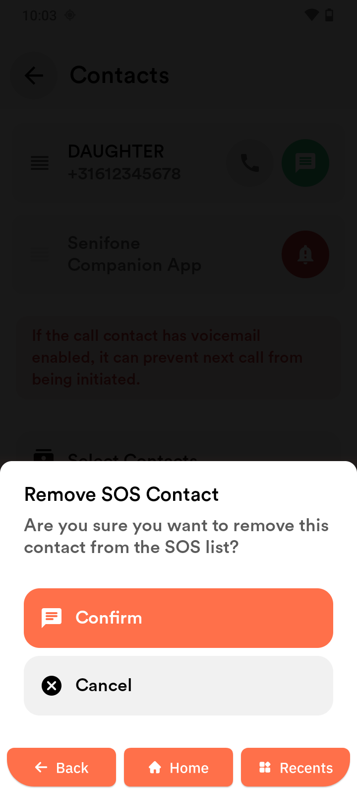 Remove emergency contacts