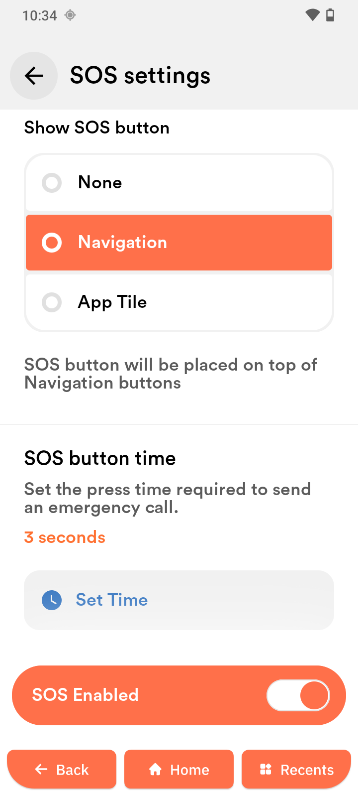 Configure the SOS button