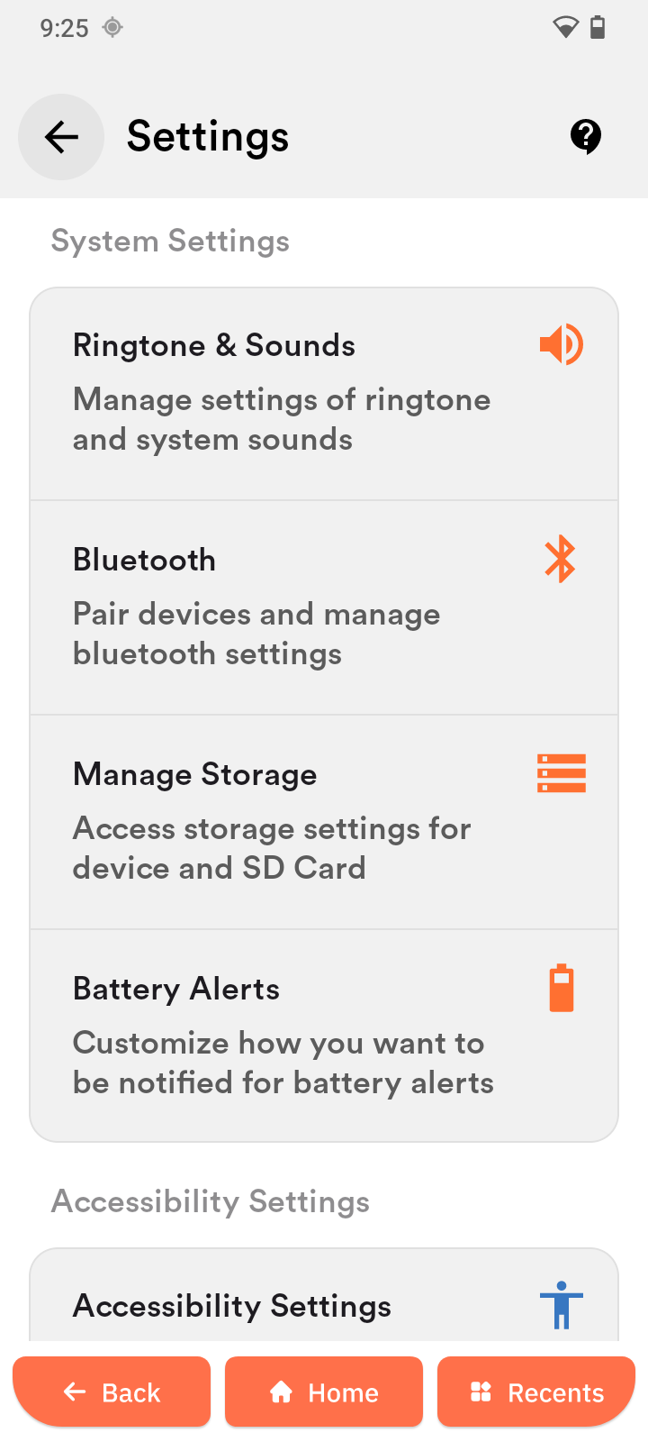 System settings