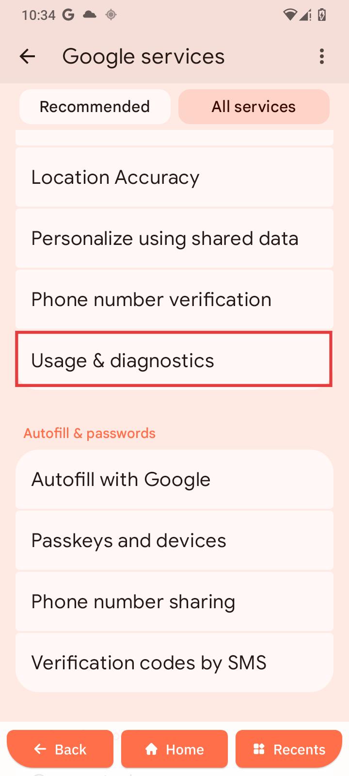 Usage &amp; diagnostics