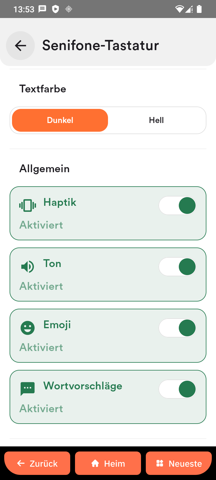 Tastatureinstellungen