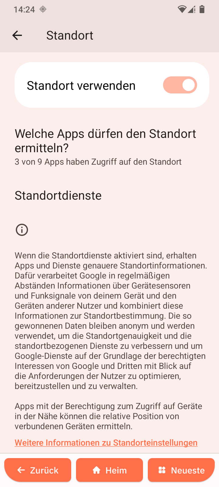 App-Berechtigungen für Standort