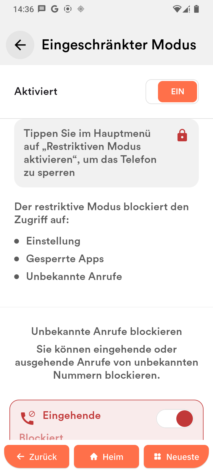 Eingeschränkter Modus