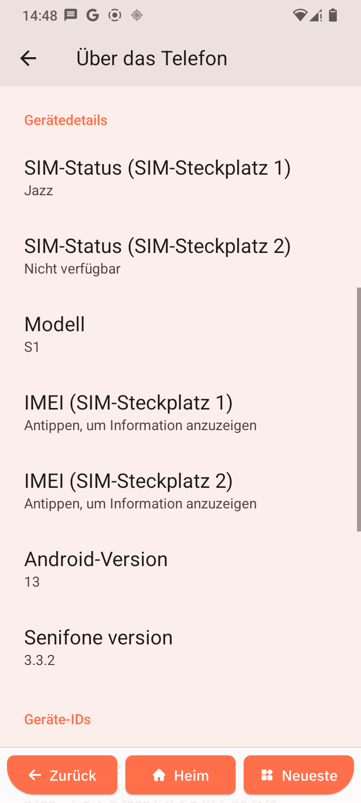 Details Über das Telefon