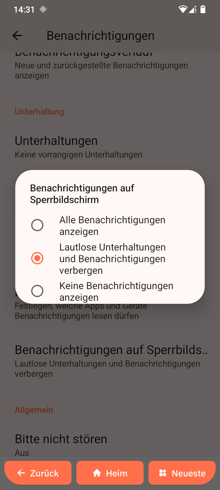 Benachrichtigungen auf Sperrbildschirm