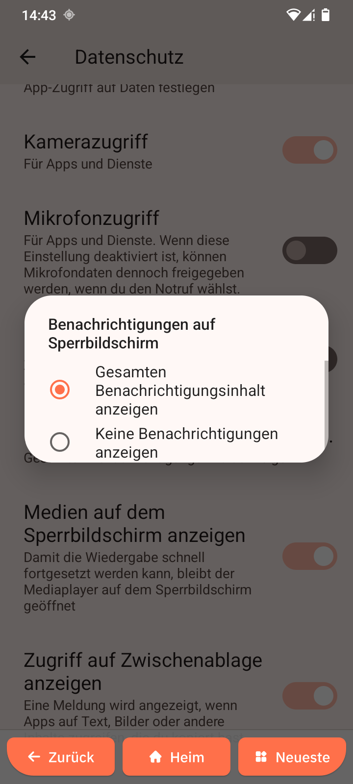 Benachrichtigungen auf Sperrbildschirm