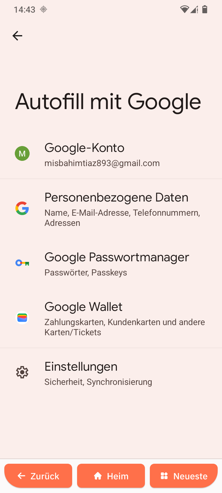 Autofill-Dienst von Google