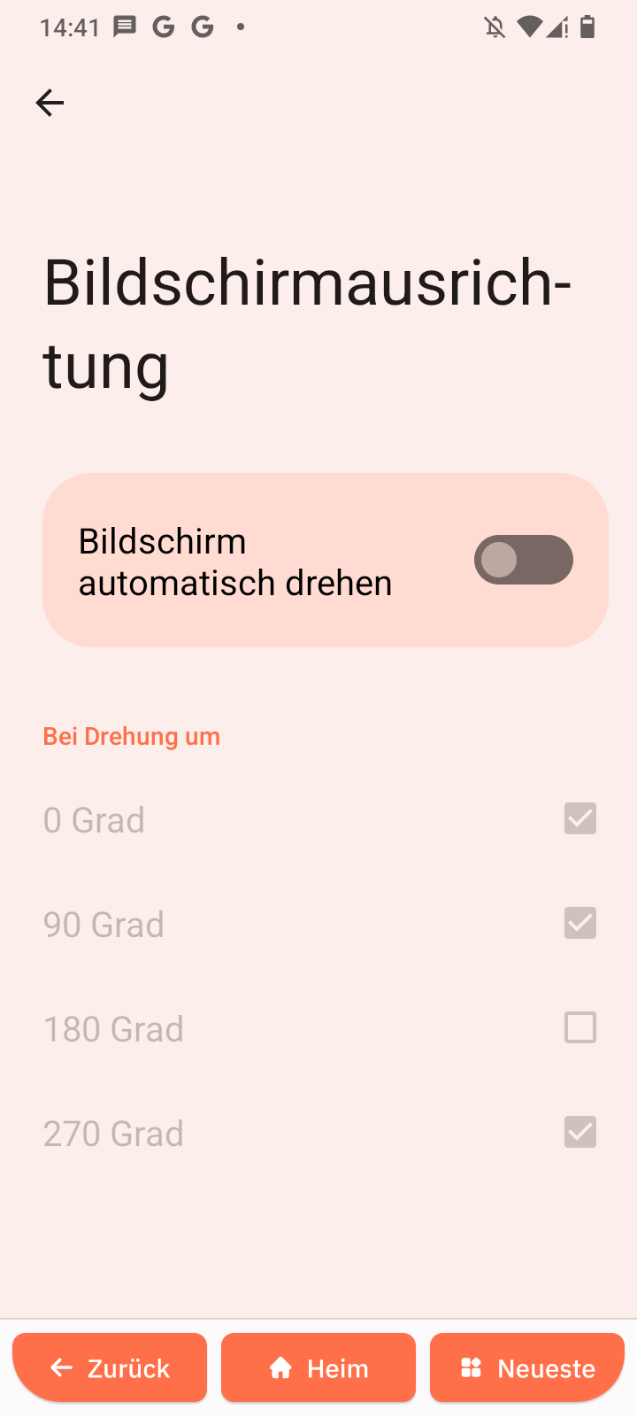 Rotationseinstellungen