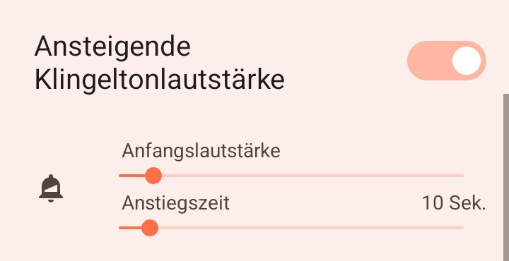 Ansteigende Klingeltonlautstärke