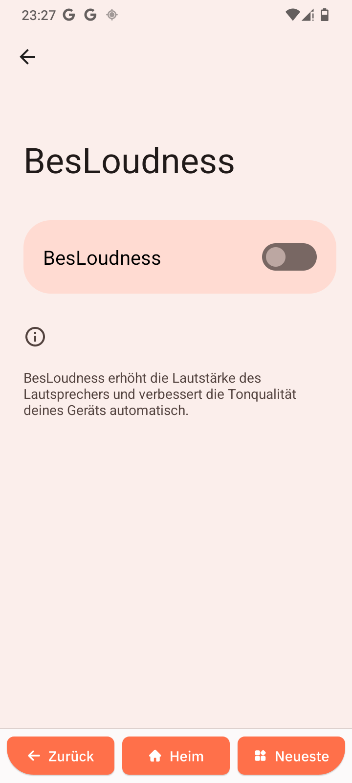 BesLoudness-Einstellungen