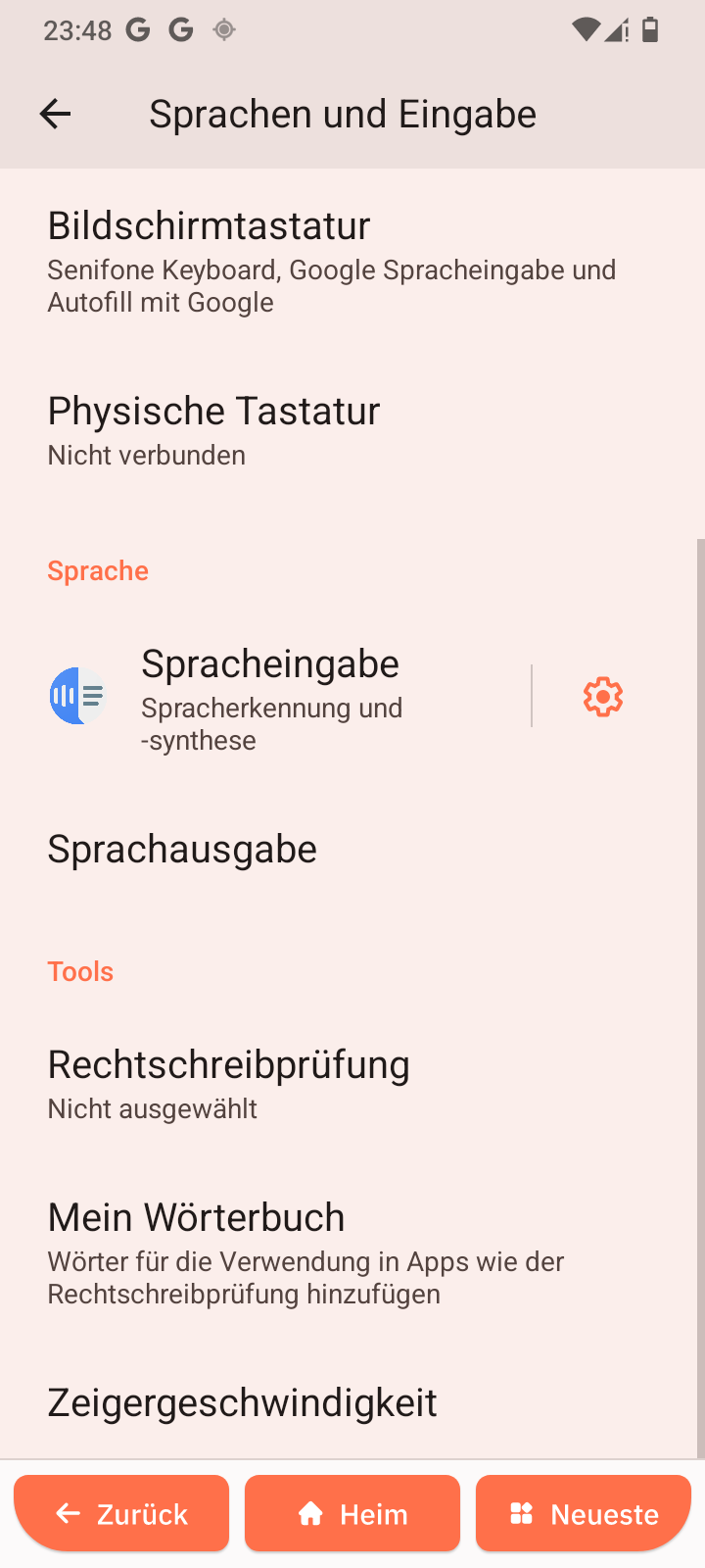 Sprachen und Eingabe2