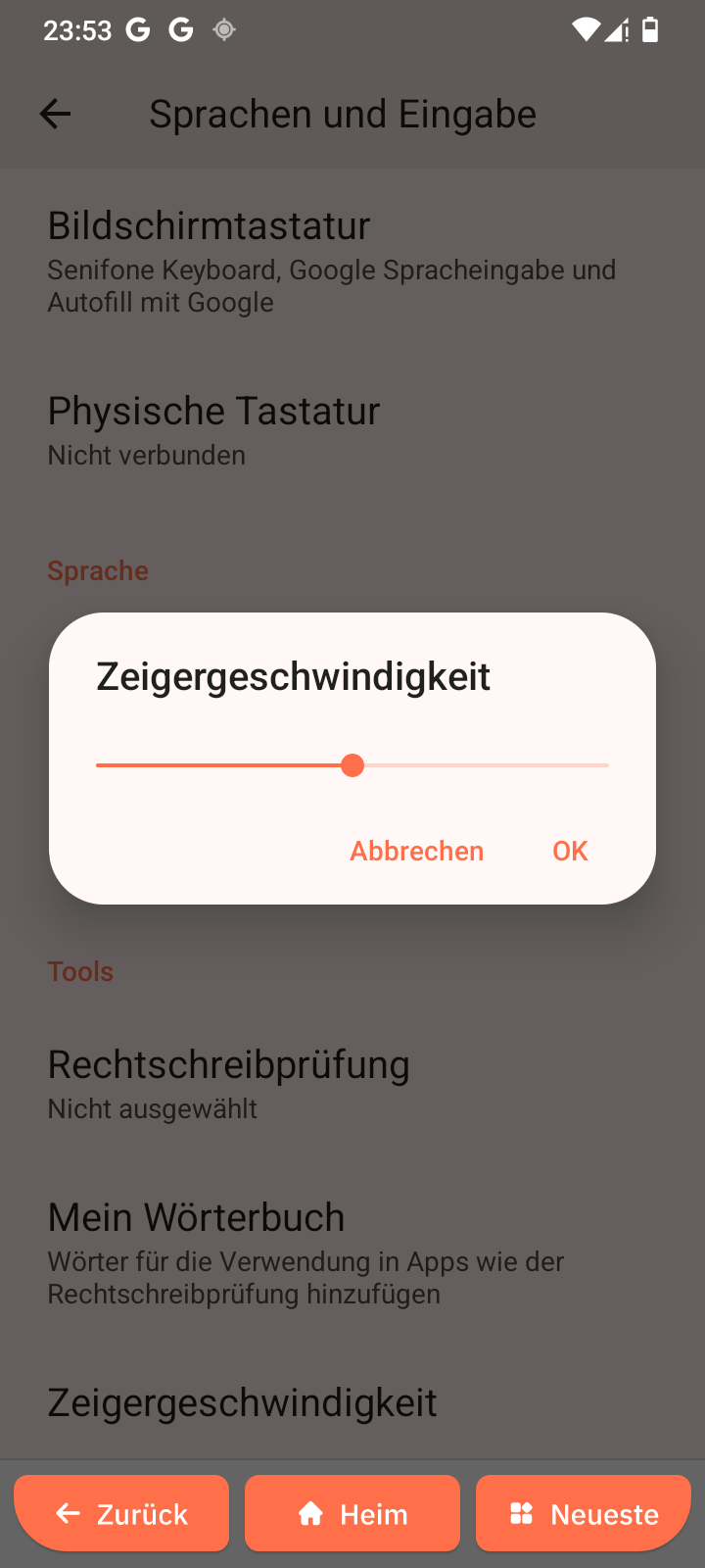 Zeigergeschwindigkeit
