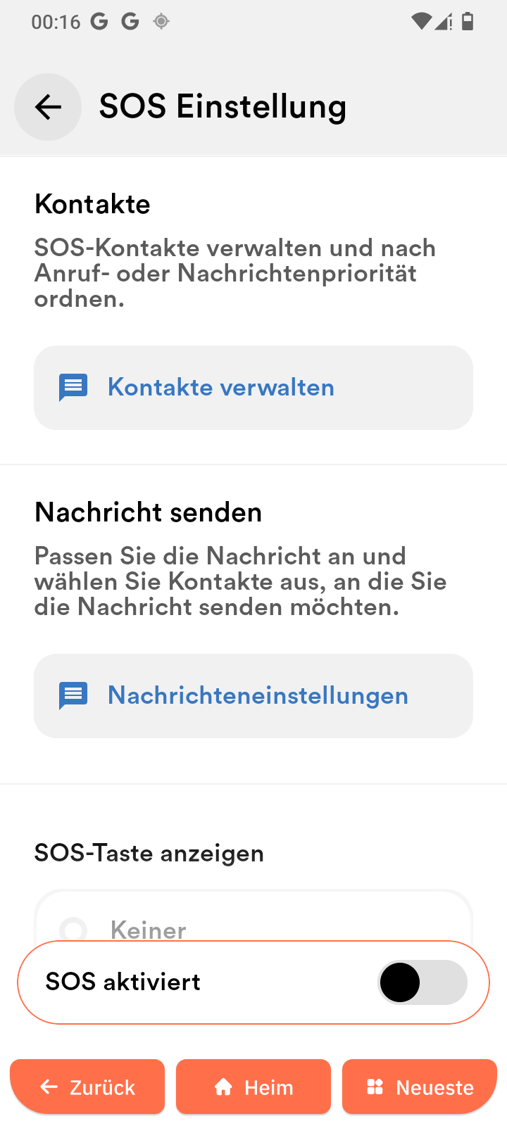 SOS aktivieren