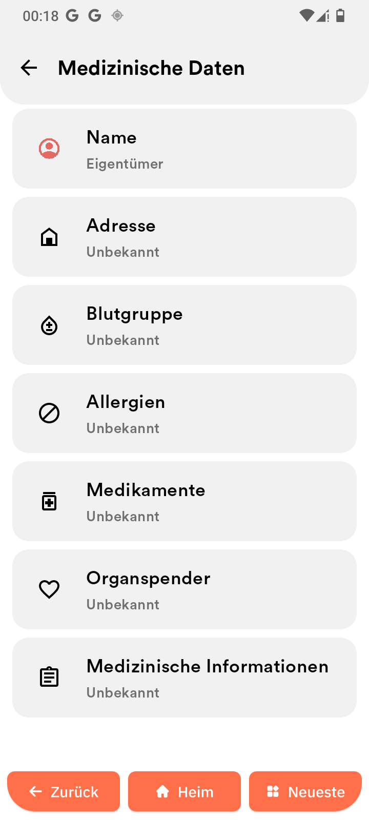 Notfallinformationen festlegen