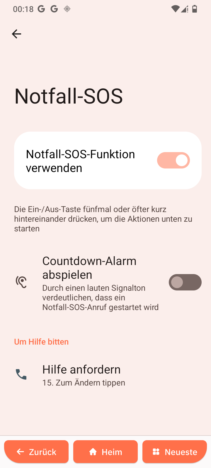 Notfall-SOS-Einstellungen