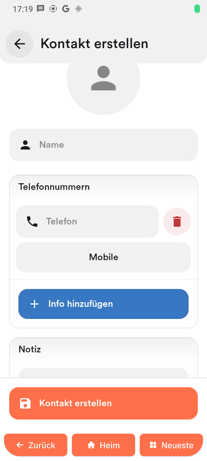 Kontakt erstellen