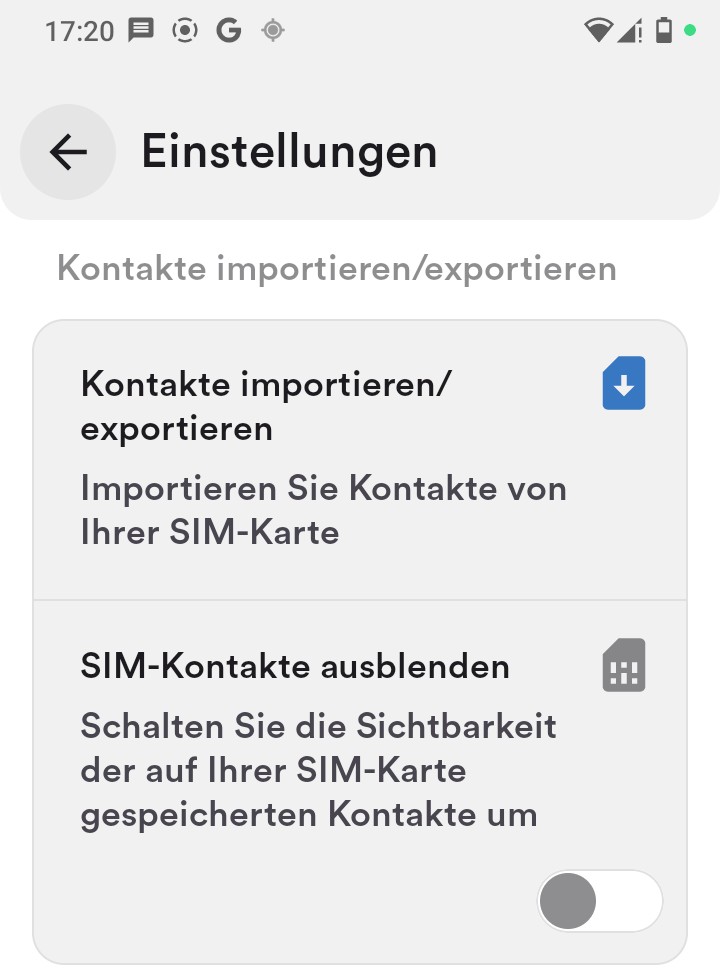 Kontakte importieren/exportieren
