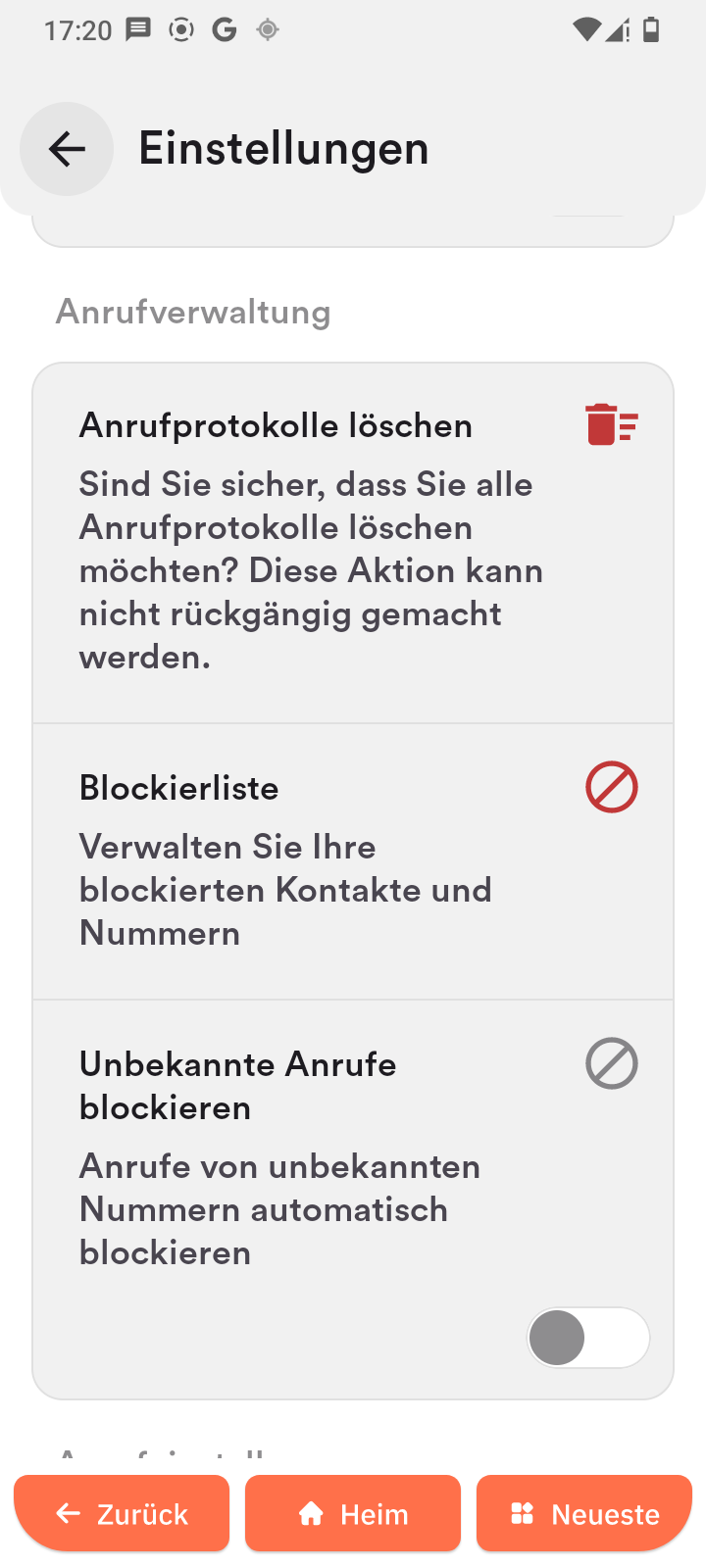 Anrufverwaltung