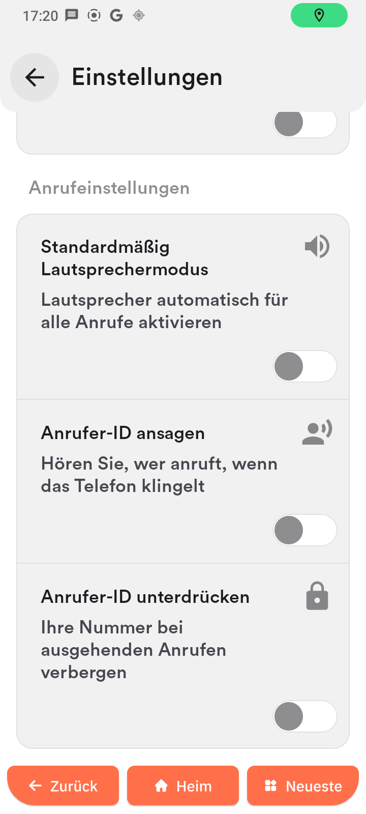 Anrufeinstellungen