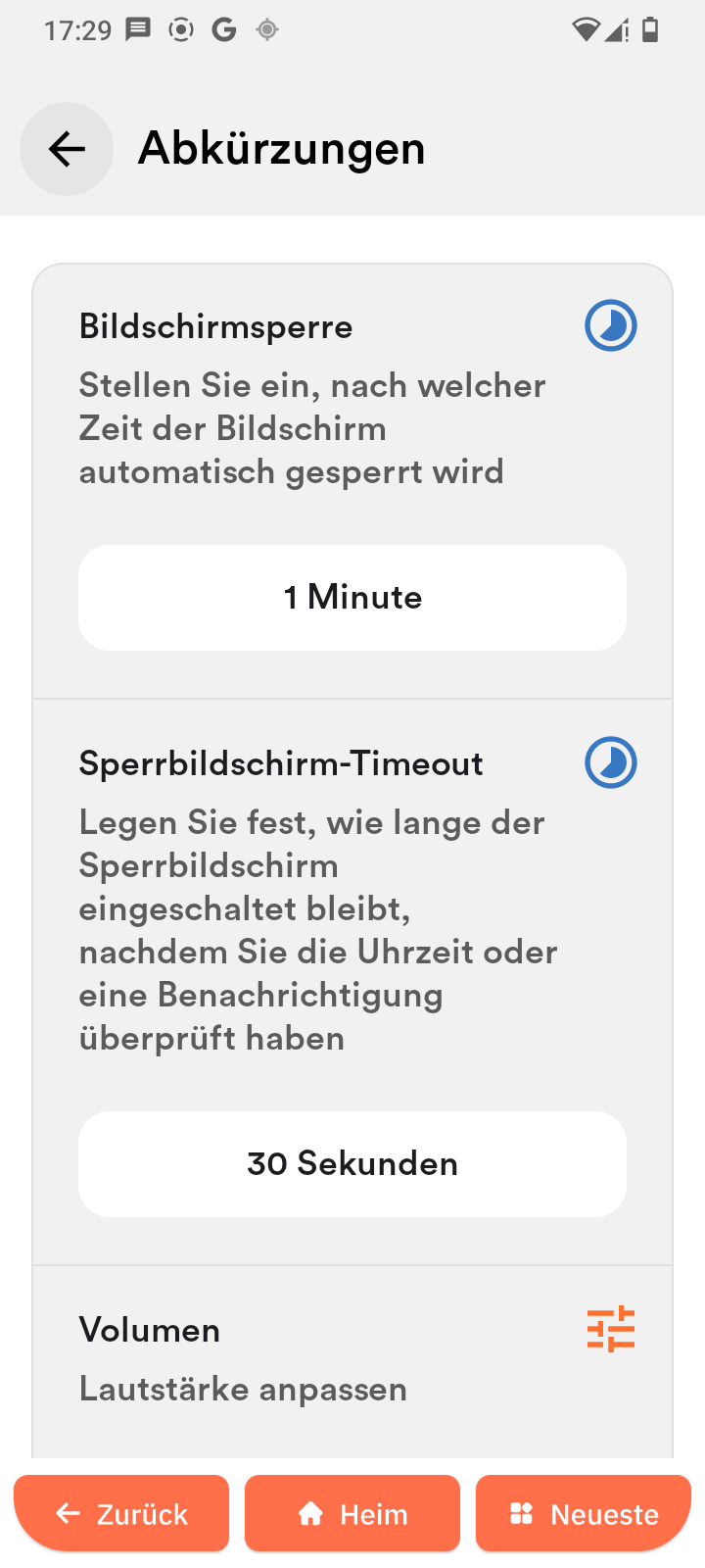 Bildschirmsperre und Timeout