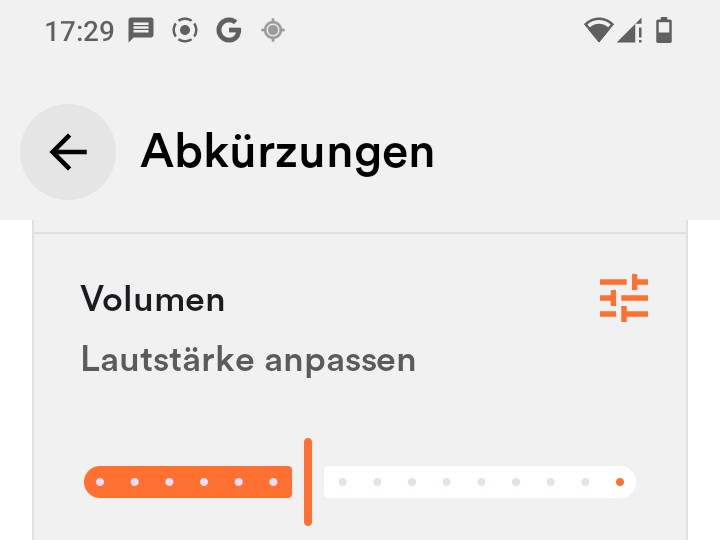 Lautstärkeoptionen
