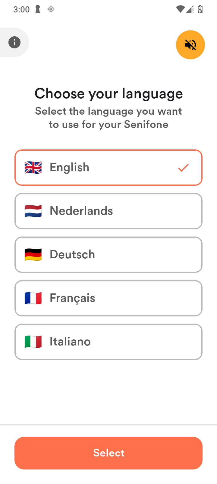Bildschirm zur Sprachauswahl