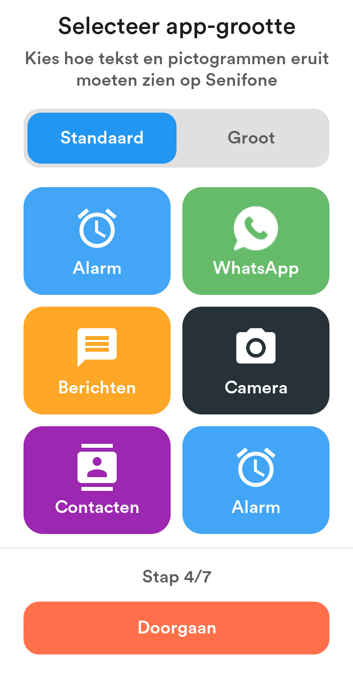 Auswahl der App-Kachelgröße