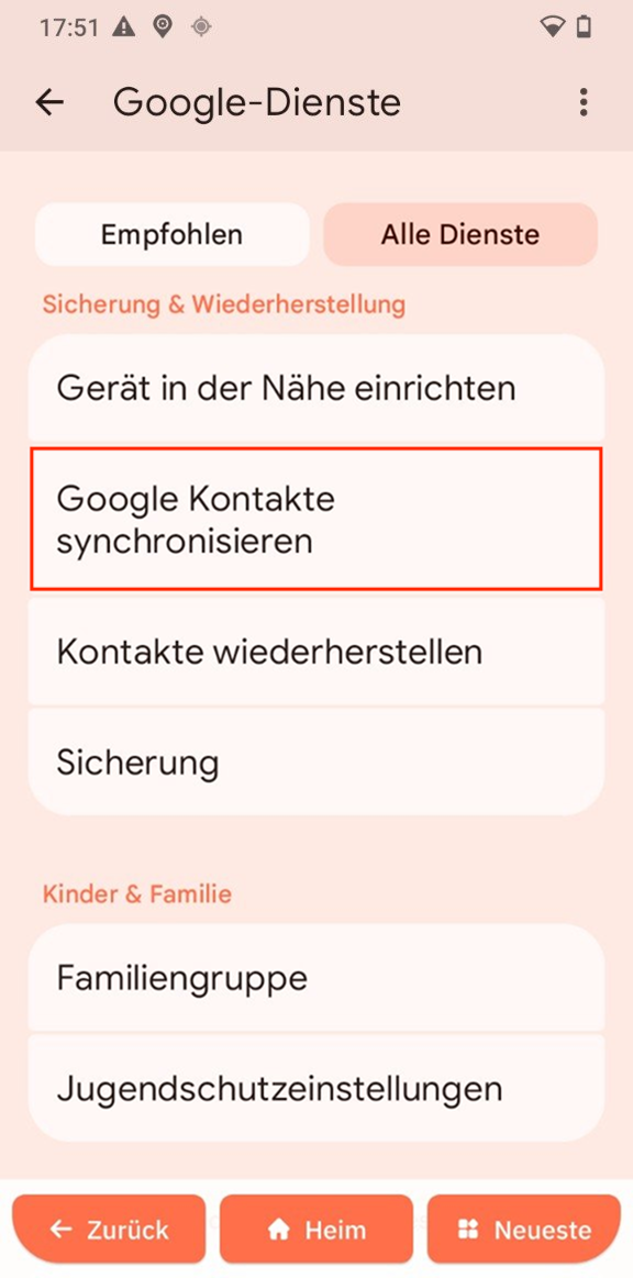 Google-Kontaktsynchronisierung