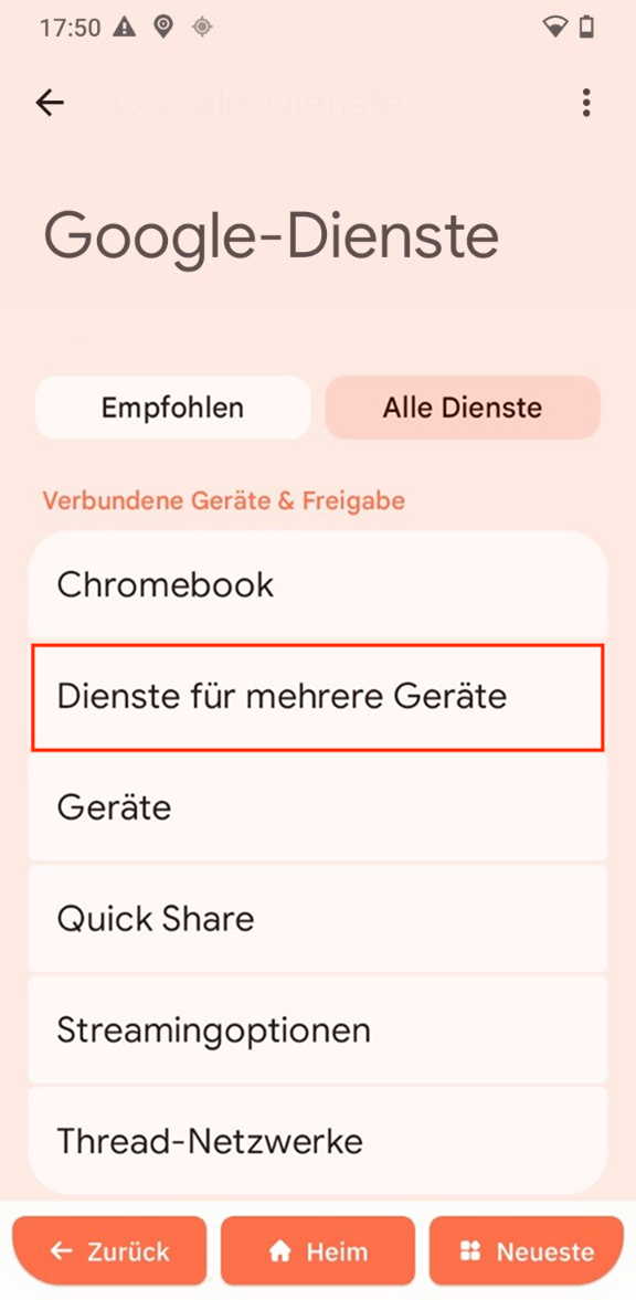 Dienste für mehrere Geräte