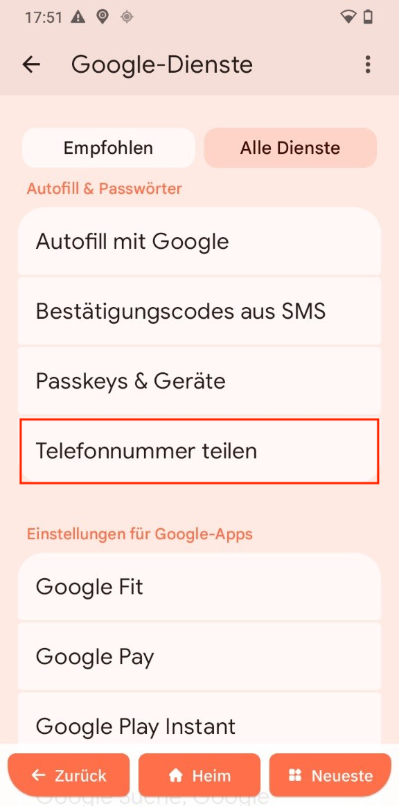 Telefonnummer teilen